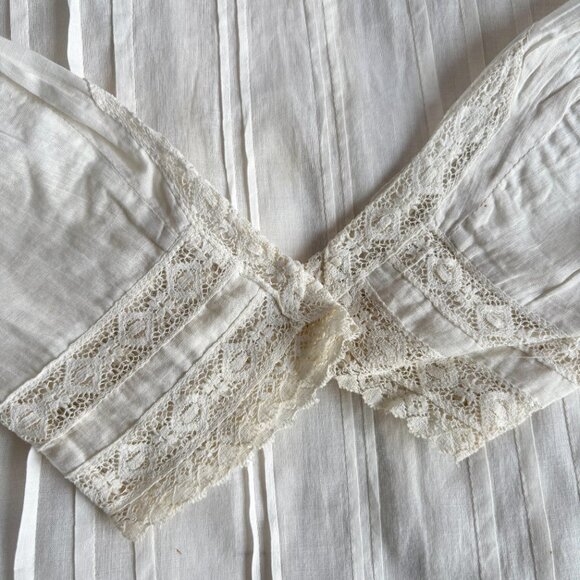 Antique Edwardian White Lacey Cotton Shirtwaist Blouse Bodice - Picture 9 of 16